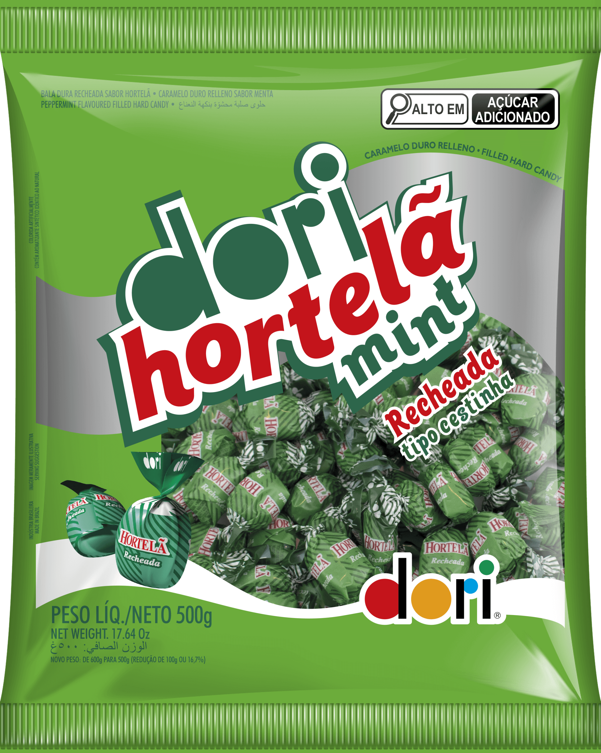 Bala Hortelã Mint Recheada Cestinha Dori 100g